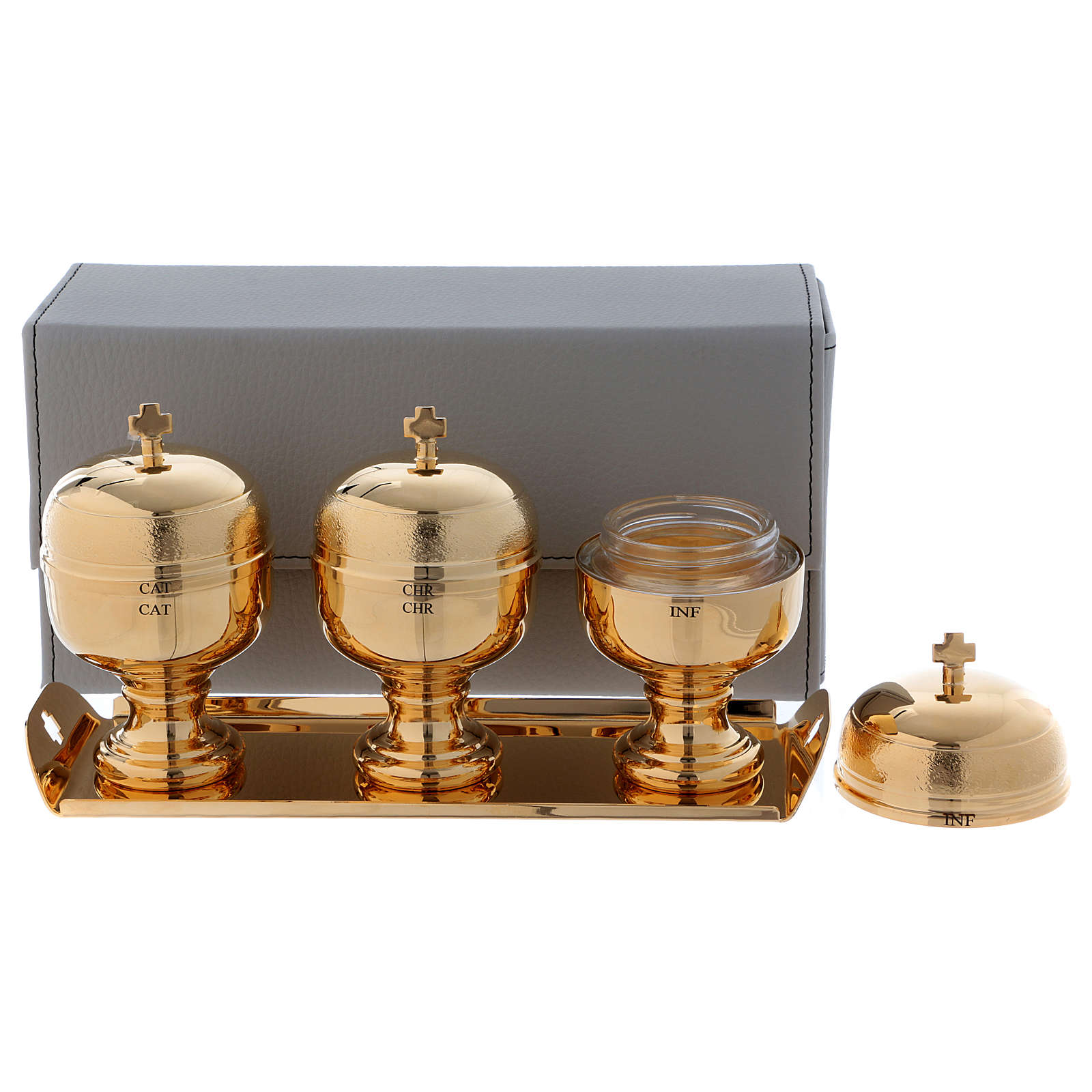 Set 3 vase uleiuri CAT CHR INF cu interior din sticla Set 3 vase pentru uleiuri cu interior din sticlă