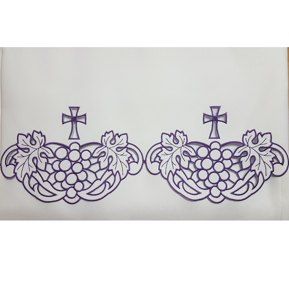 fata-altar-violet-cruce-struguri-ornament Față de altar violet cu cruce și struguri