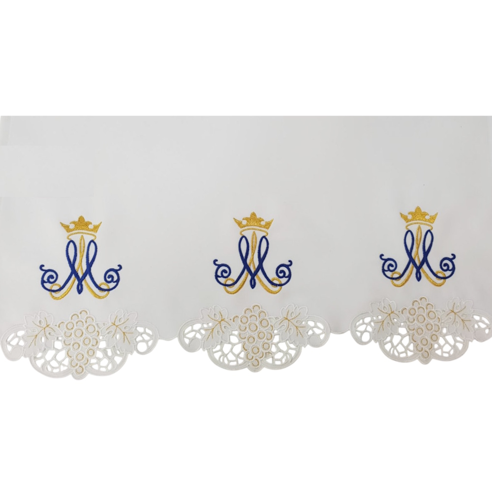 fata-de-altar-mariana-2889-monograma-m-coroana-broderie-florala Față de altar mariană – model 2889