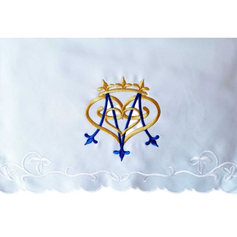 fata-de-altar-mariana-2897-monograma-m-coroana-broderie-festonata Față de altar mariană – model 2897