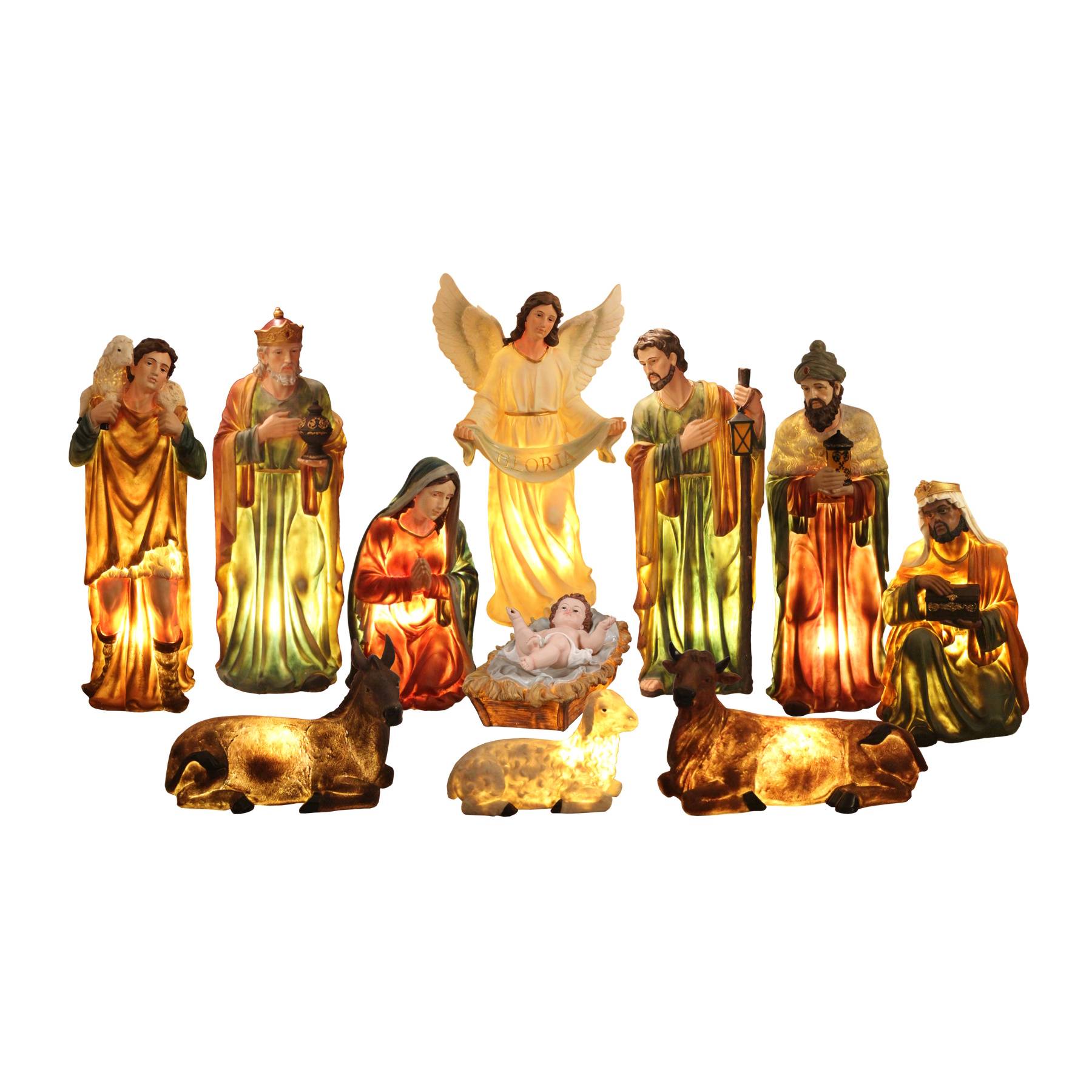 scena nasterea domnului - presepiu - craciun - 100 cm luminoasa Scenă Nașterea Domnului 100 cm – 11 statuete LED