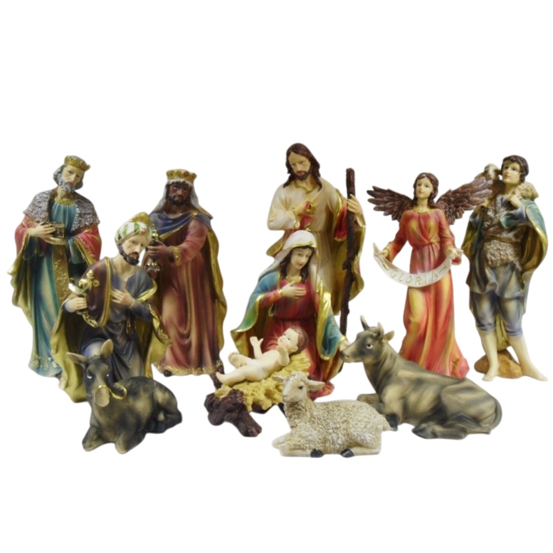 scena nasterea domnului - presepiu - craciun - 31 cmD Scenă Nașterea Domnului 31 cm – 11 statuete