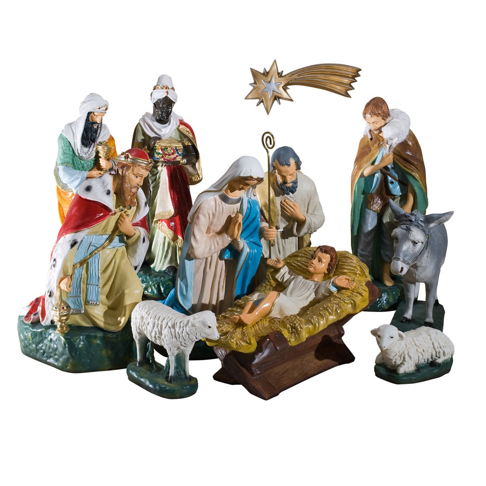 scena nasterea domnului - presepiu - craciun - 55 cmE Scenă Nașterea Domnului 55 cm – 11 statuete
