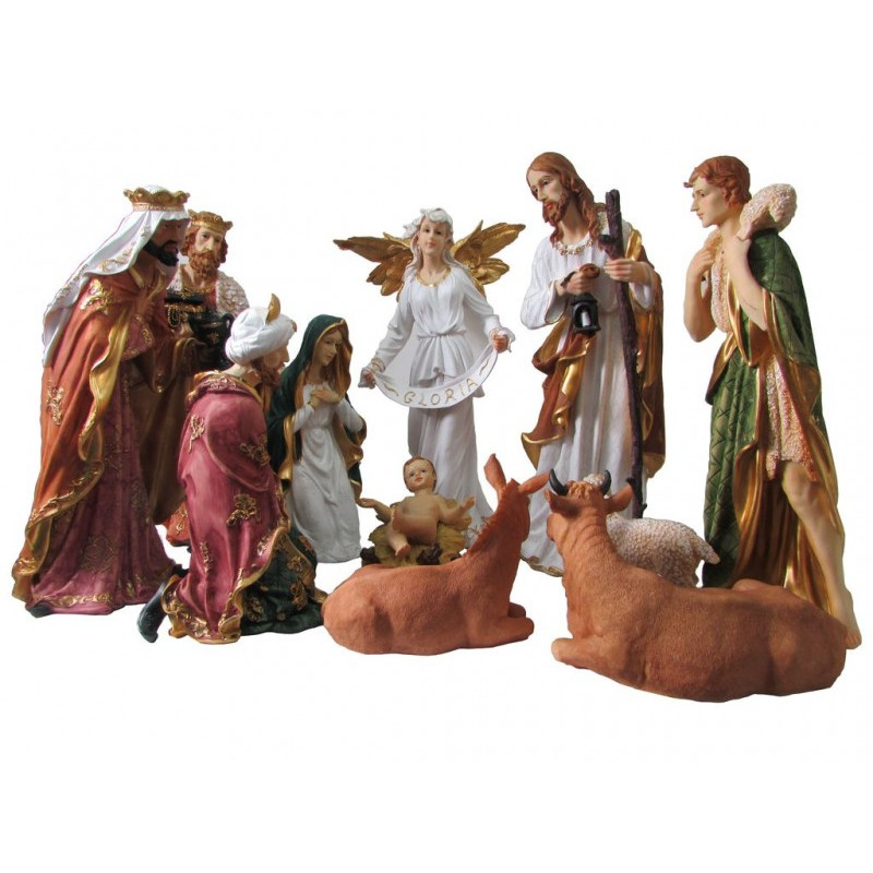scena nasterea domnului - presepiu - craciun - 60 cmD Scenă Nașterea Domnului 60 cm – 11 statuete
