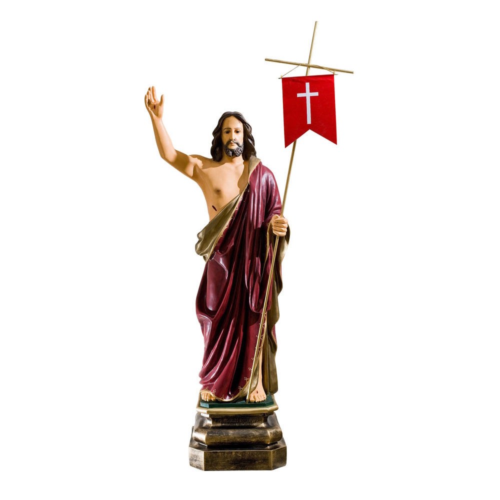 statuie-isus-inviat-mantie-rosie-120-cm Statuie Isus Înviat cu mantie roșie – 120 cm