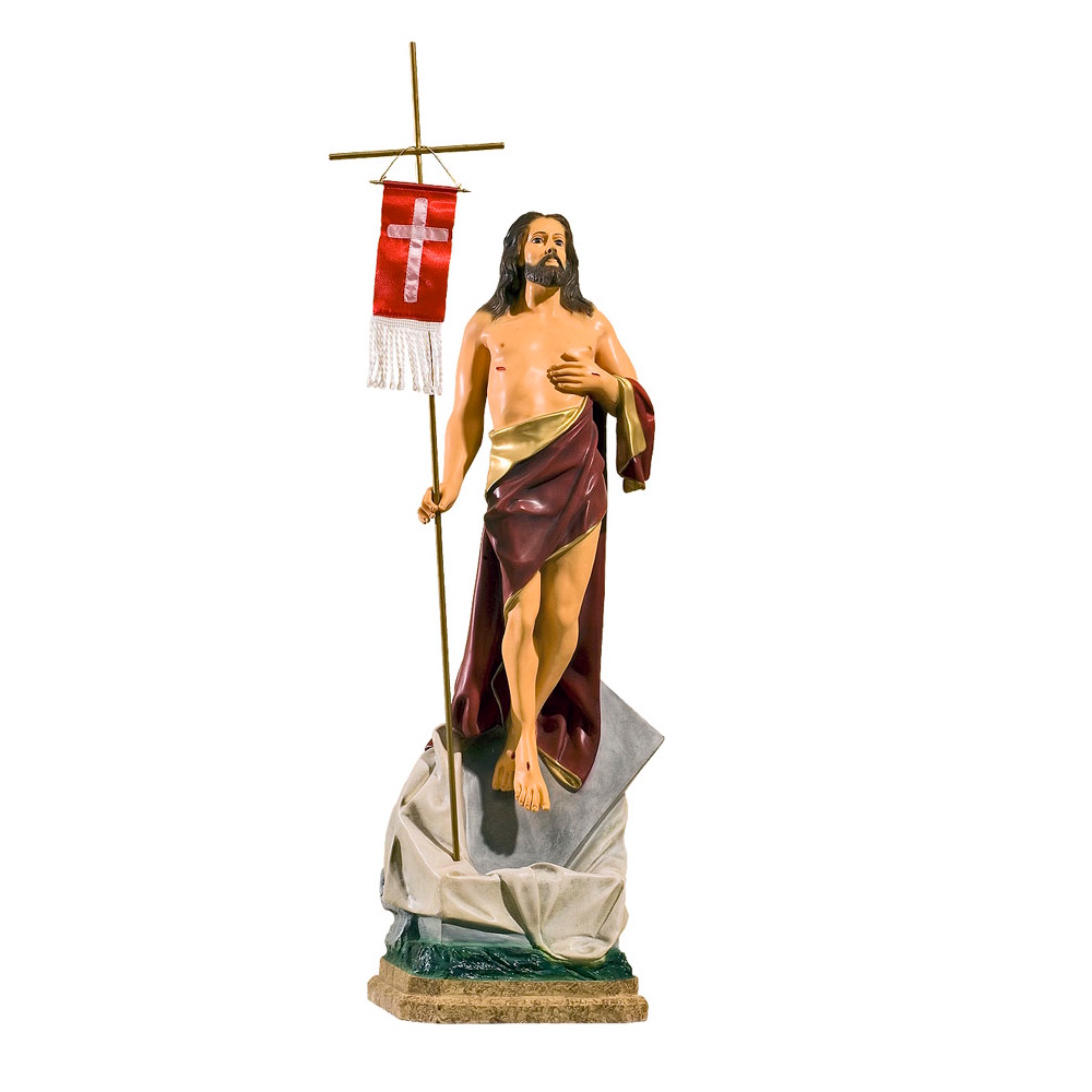 statuie-isus-inviat-mantie-rosie-63-cm Statuie Isus Înviat cu mantie roșie – 63 cm