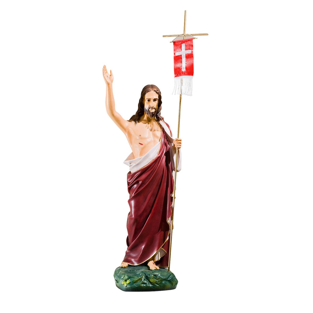 statuie-isus-inviat-mantie-rosie-65-cm Statuie Isus Înviat cu mantie roșie – 65 cm