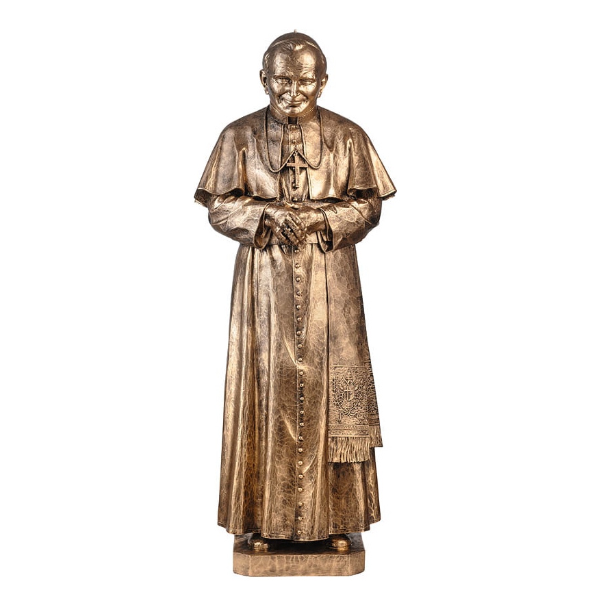 statuie-sfantul-ioan-paul-ii-bronz-maini-impreunate-116-cm Statuie Sfântul Ioan Paul al II-lea – 116 cm