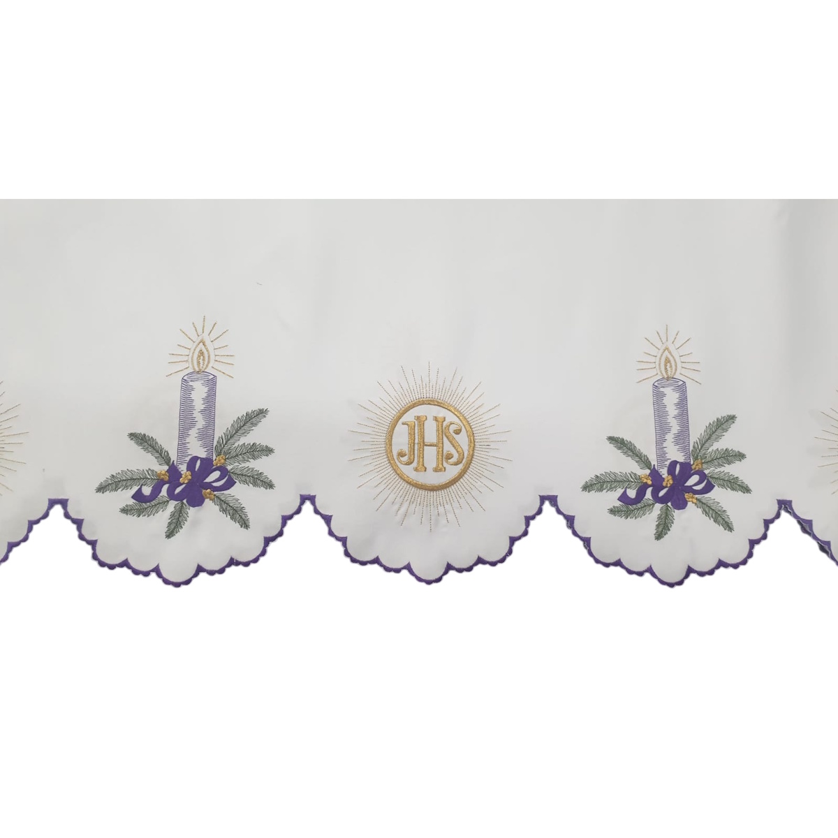 fata-de-altar-brodata-advent-3 Față de altar Advent IHS cu lumânări