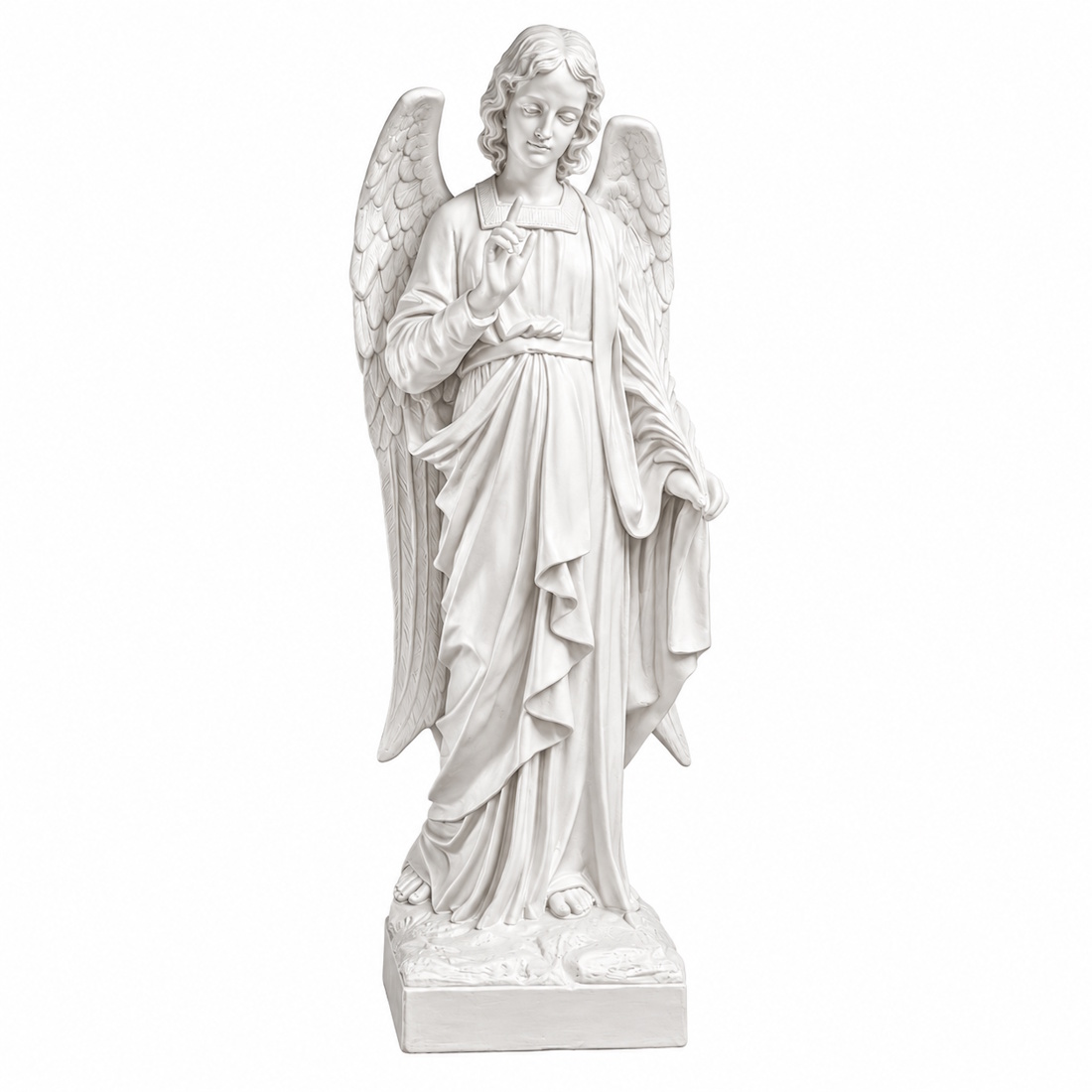 inger-mana-ridicata-alb-105-cm Înger cu mâna ridicată, alb – 105 cm